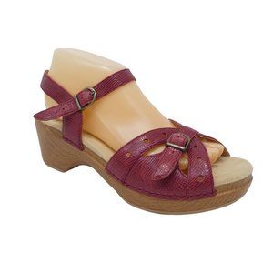 Dansko Red Leather Platform Sandals